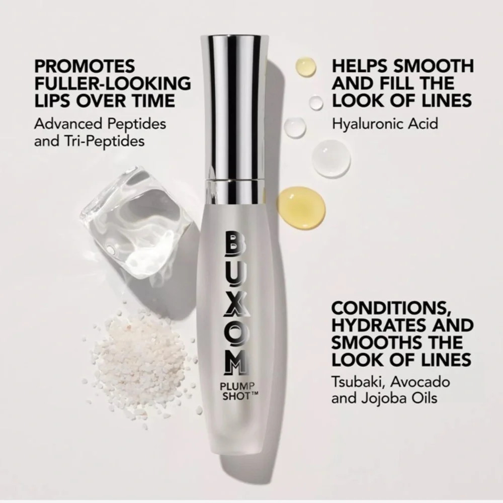 NIB Buxom Plush Peach Plump Shot Plumping and Smoothing Lip Serum Gloss 4ml